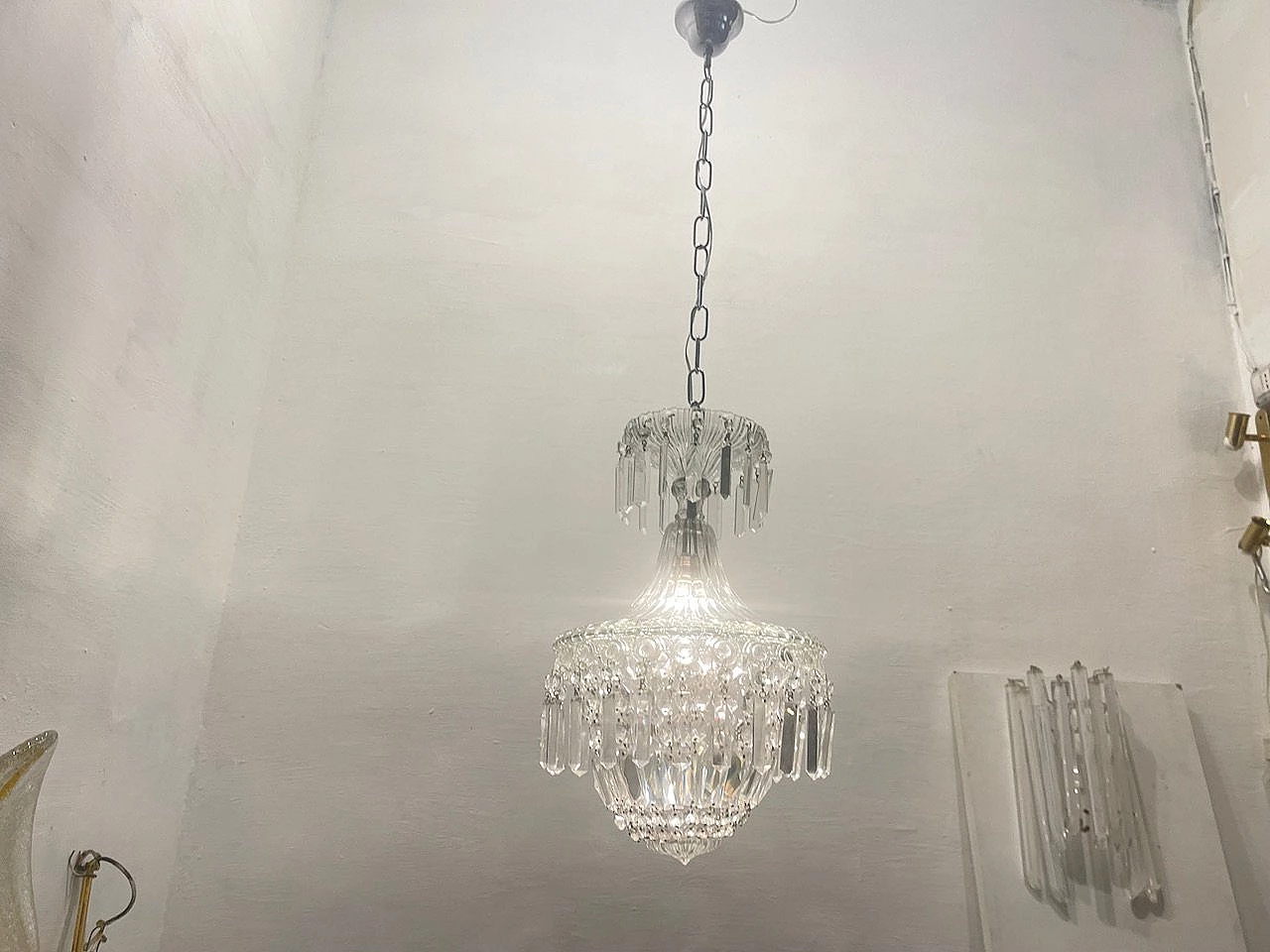 Lampada da soffitto in vetro di Murano e cristallo, anni '50 7