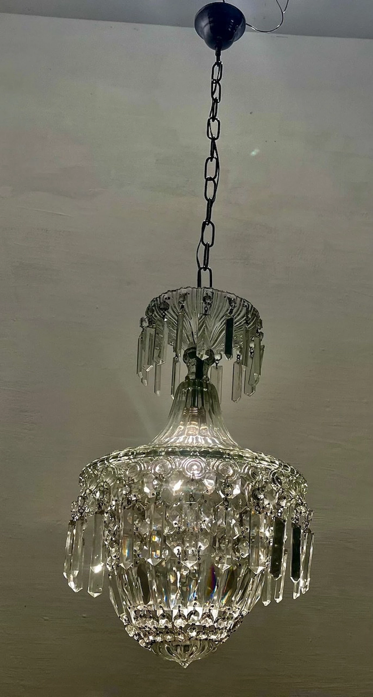 Murano glass and crystal ceiling lamp, 1950s 8