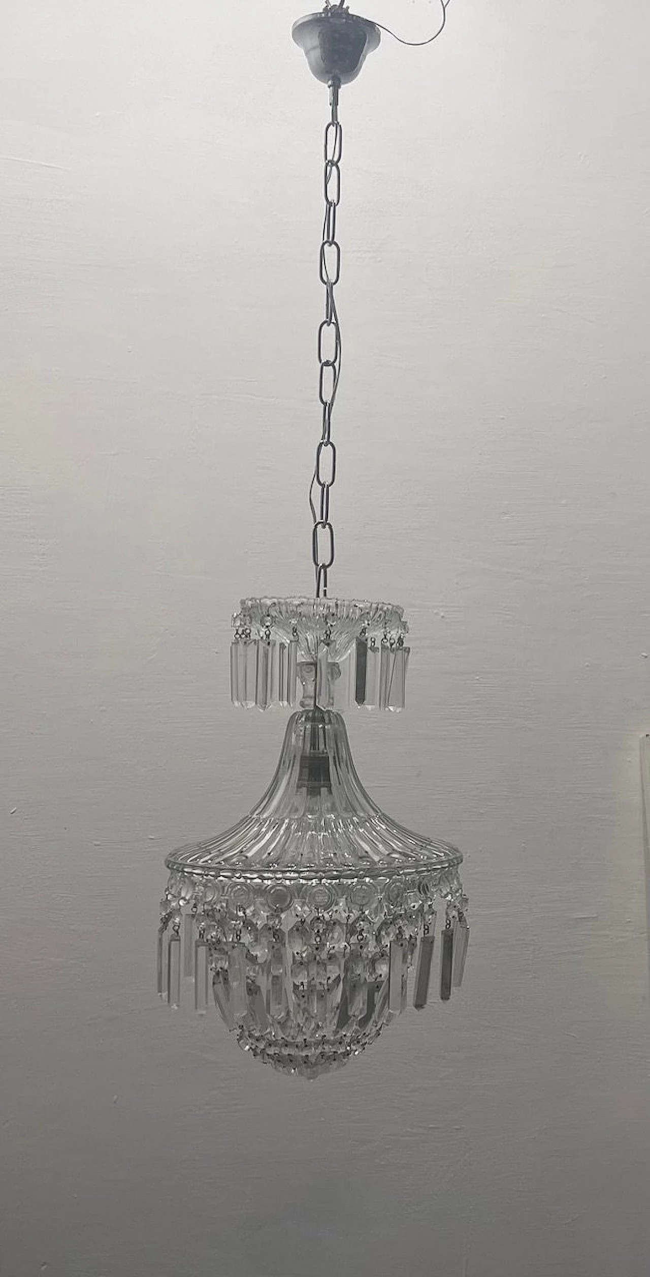 Murano glass and crystal ceiling lamp, 1950s 10