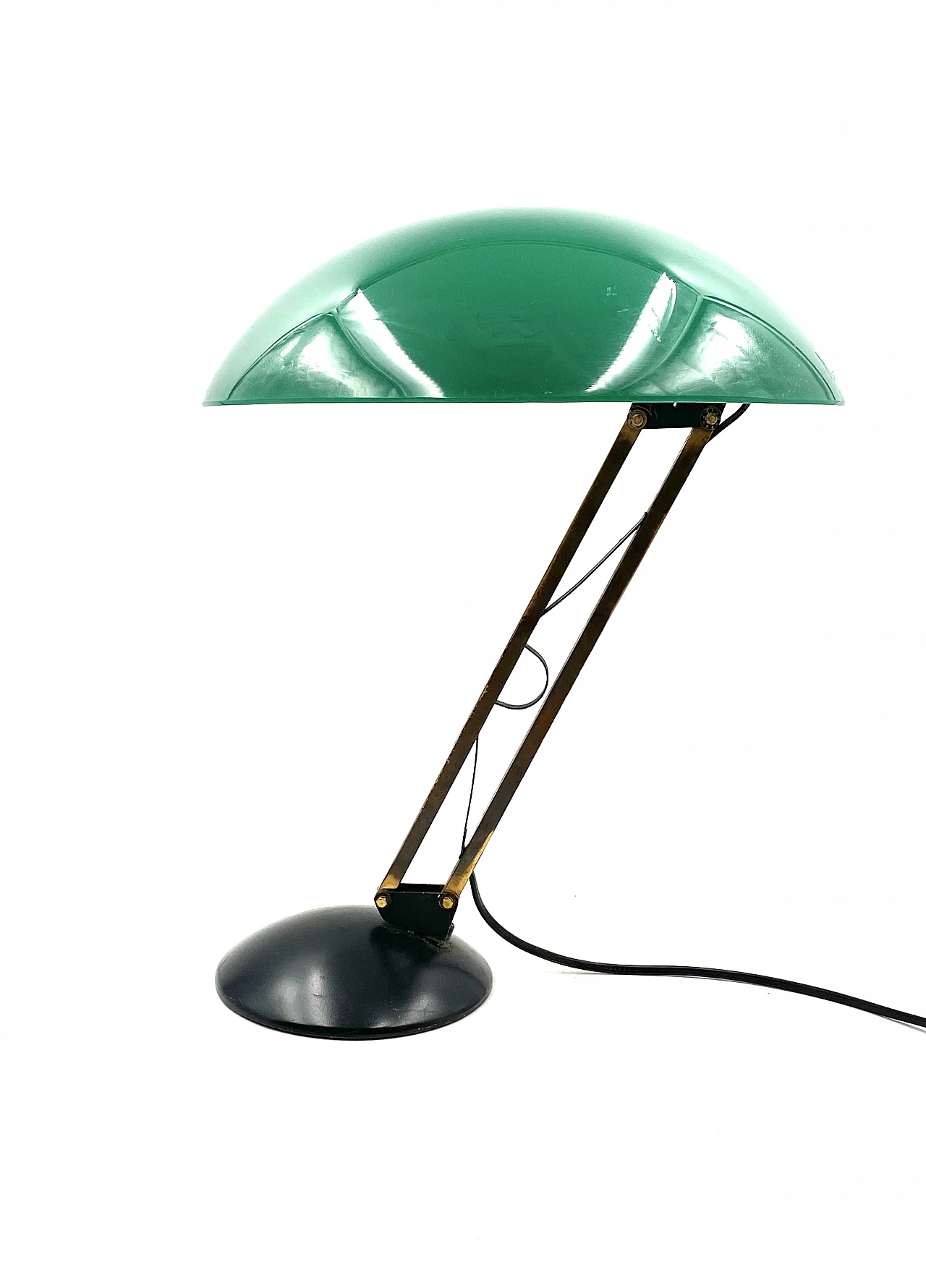 Green perspex, brass and aluminum table lamp, 1960s 10