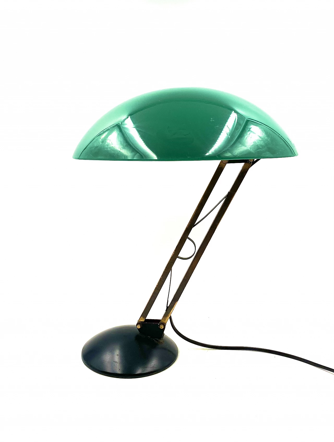 Green perspex, brass and aluminum table lamp, 1960s 14