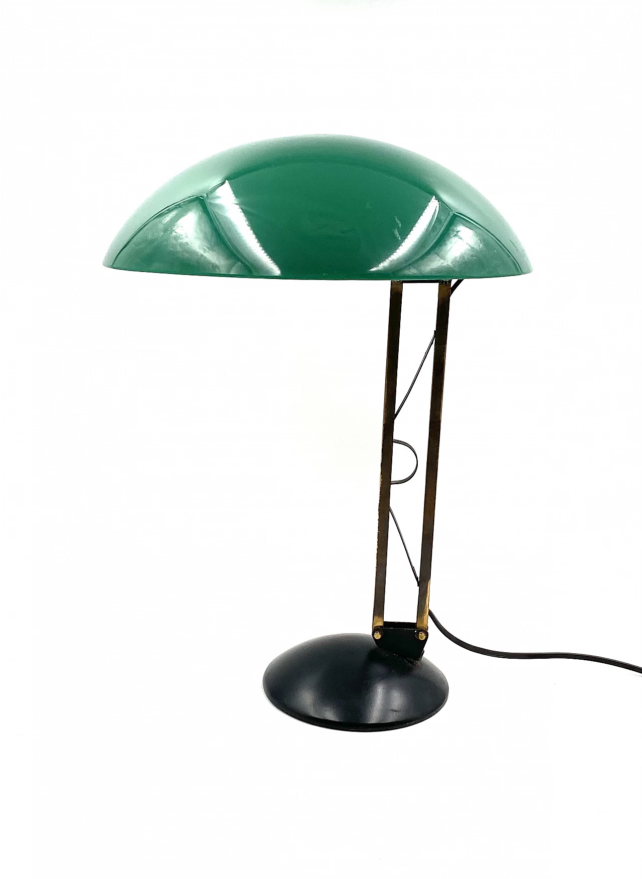 Green perspex, brass and aluminum table lamp, 1960s 16