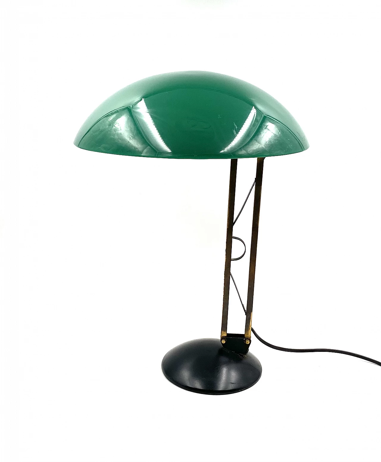Green perspex, brass and aluminum table lamp, 1960s 17