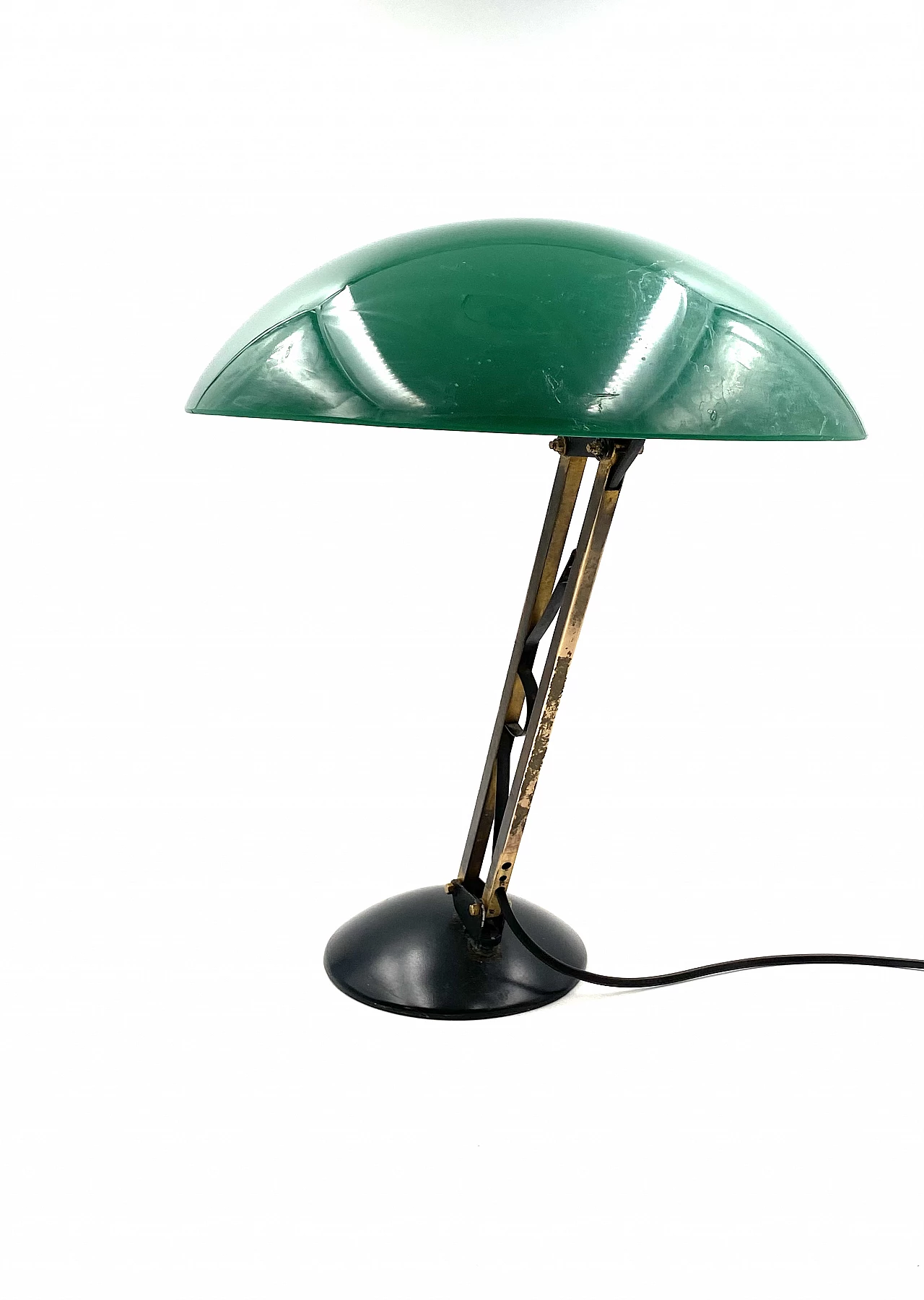 Green perspex, brass and aluminum table lamp, 1960s 21