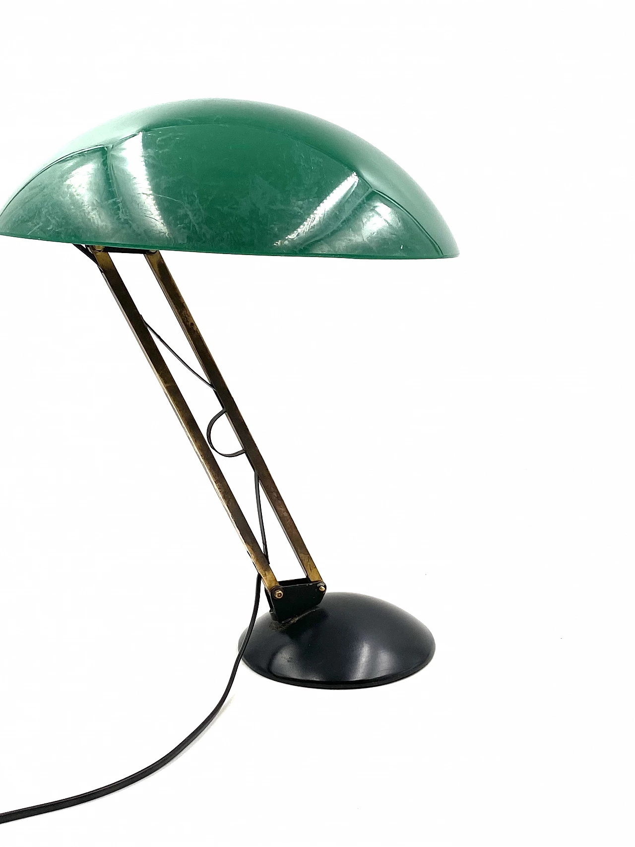 Green perspex, brass and aluminum table lamp, 1960s 22
