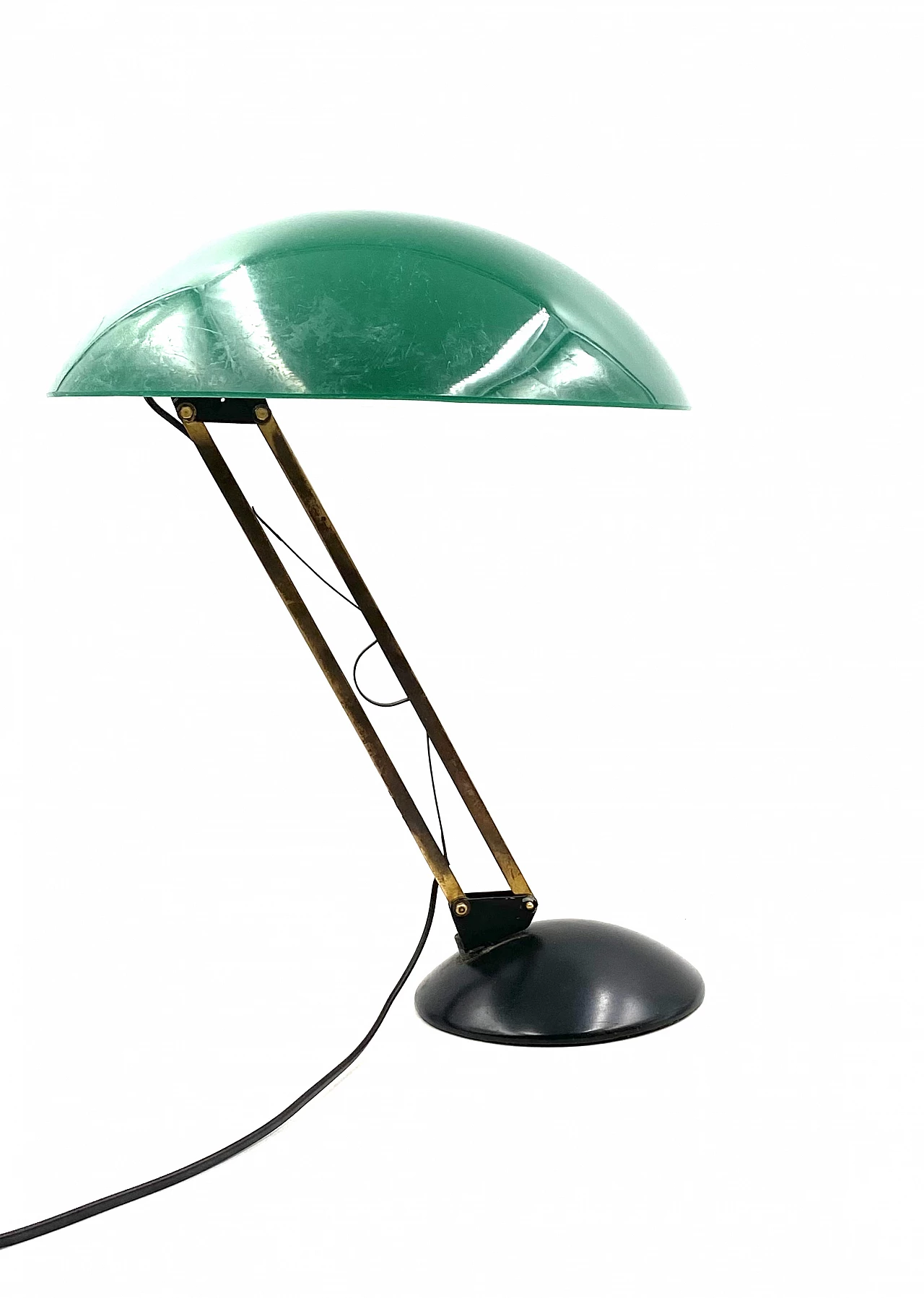 Green perspex, brass and aluminum table lamp, 1960s 23