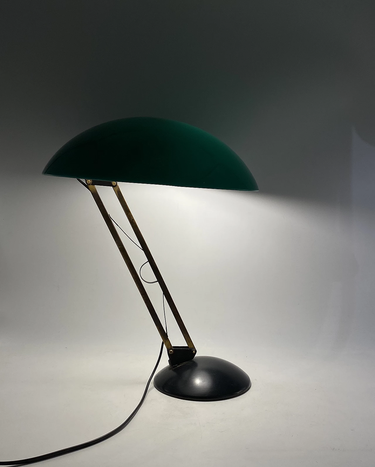 Green perspex, brass and aluminum table lamp, 1960s 24