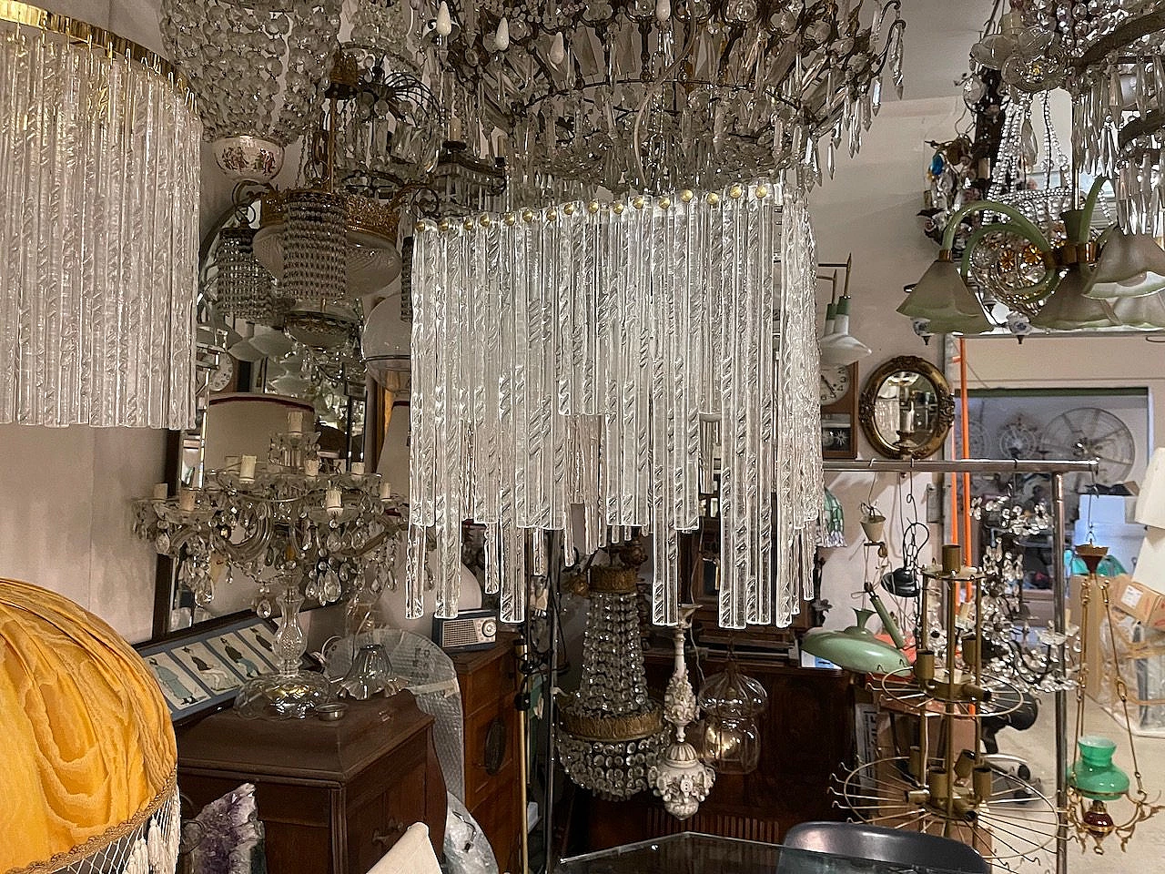 Lampadario ad asta rettangolare in vetro di Murano, anni '80 8