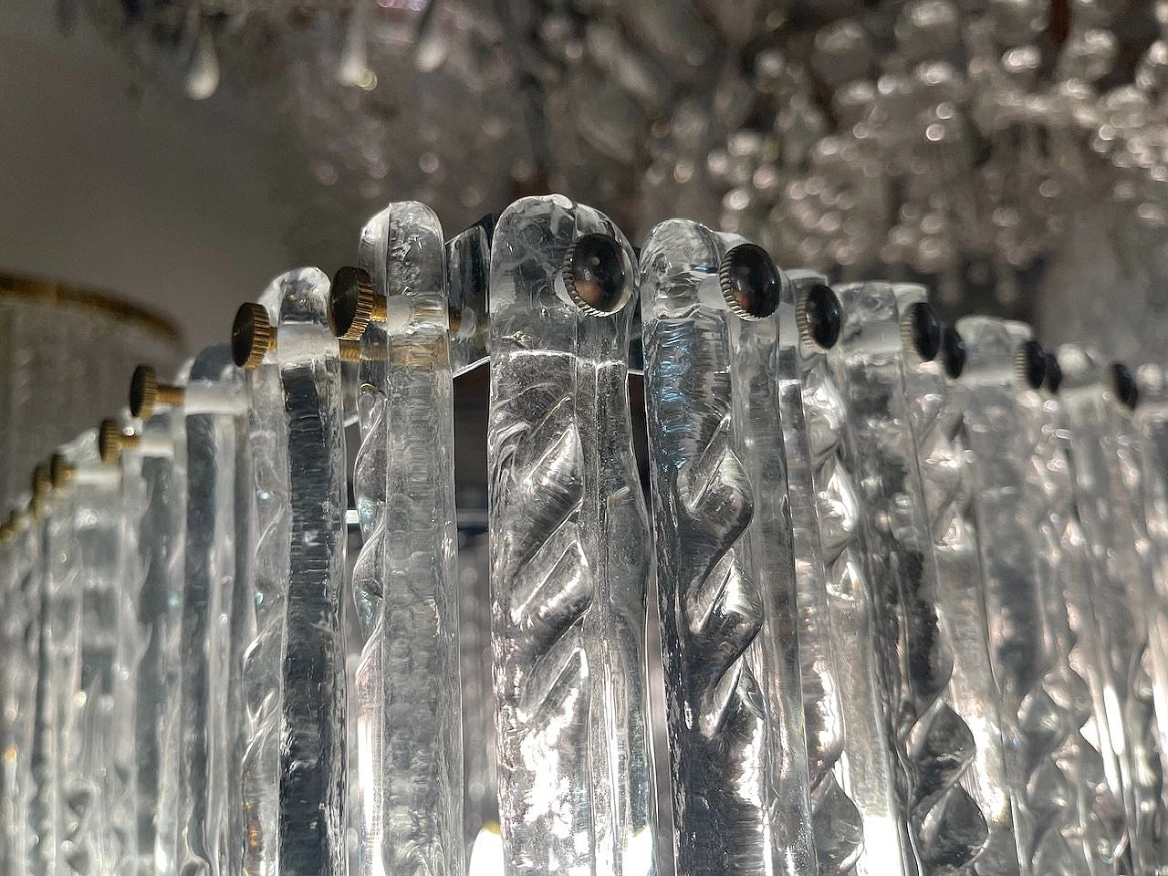 Lampadario ad asta rettangolare in vetro di Murano, anni '80 10