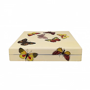 Walnut box with butterflies by Piero Fornasetti, 1970s