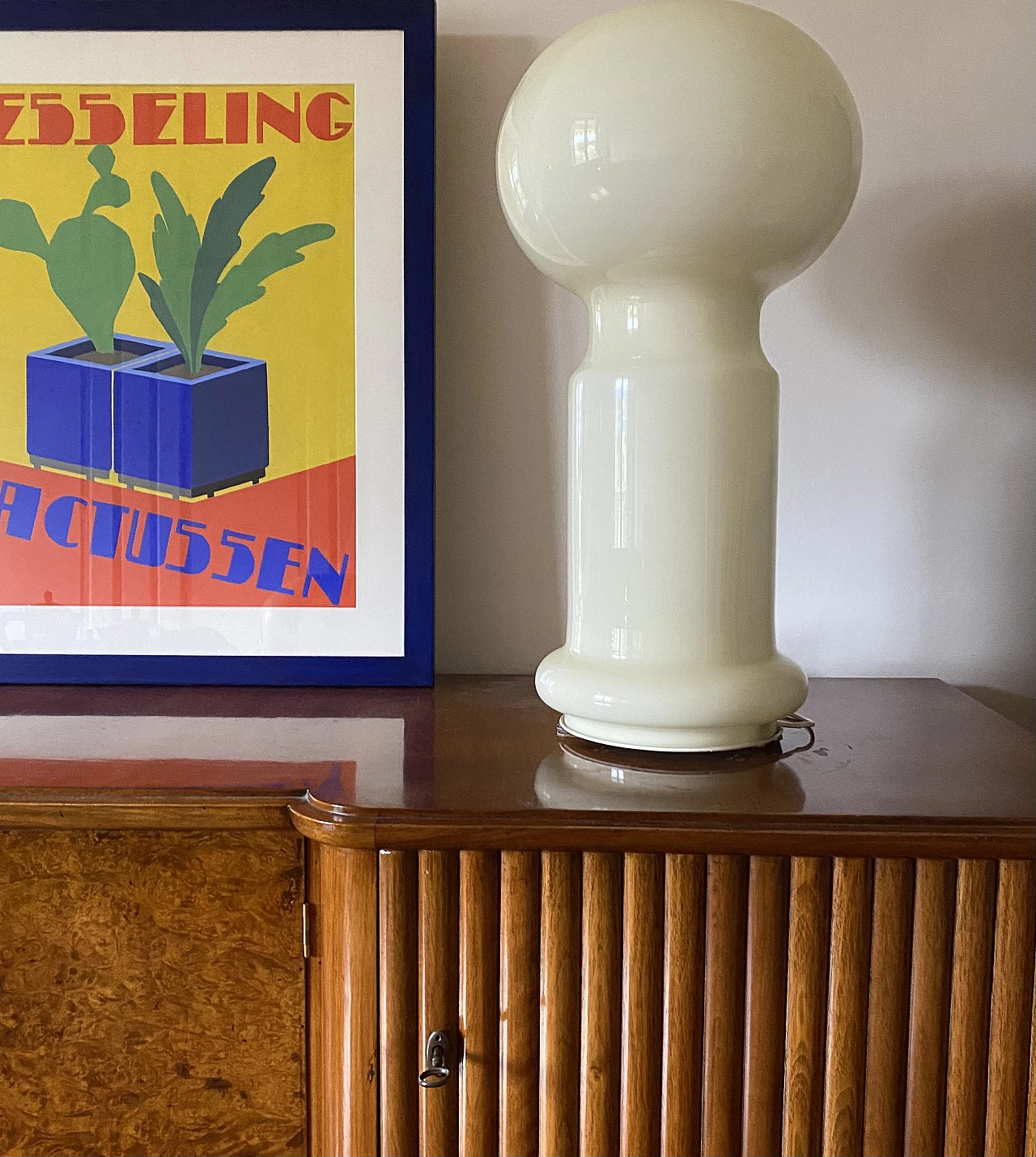 Murano glass table lamp in beige by Vistosi, 1960s 19