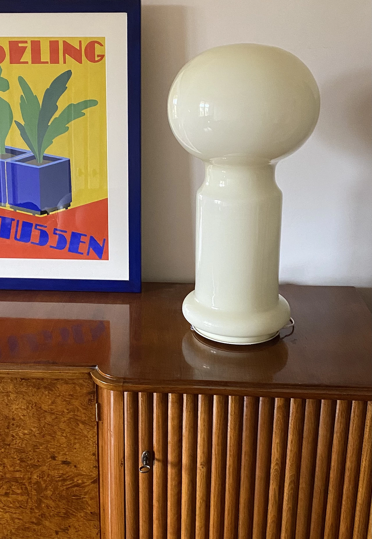 Murano glass table lamp in beige by Vistosi, 1960s 20