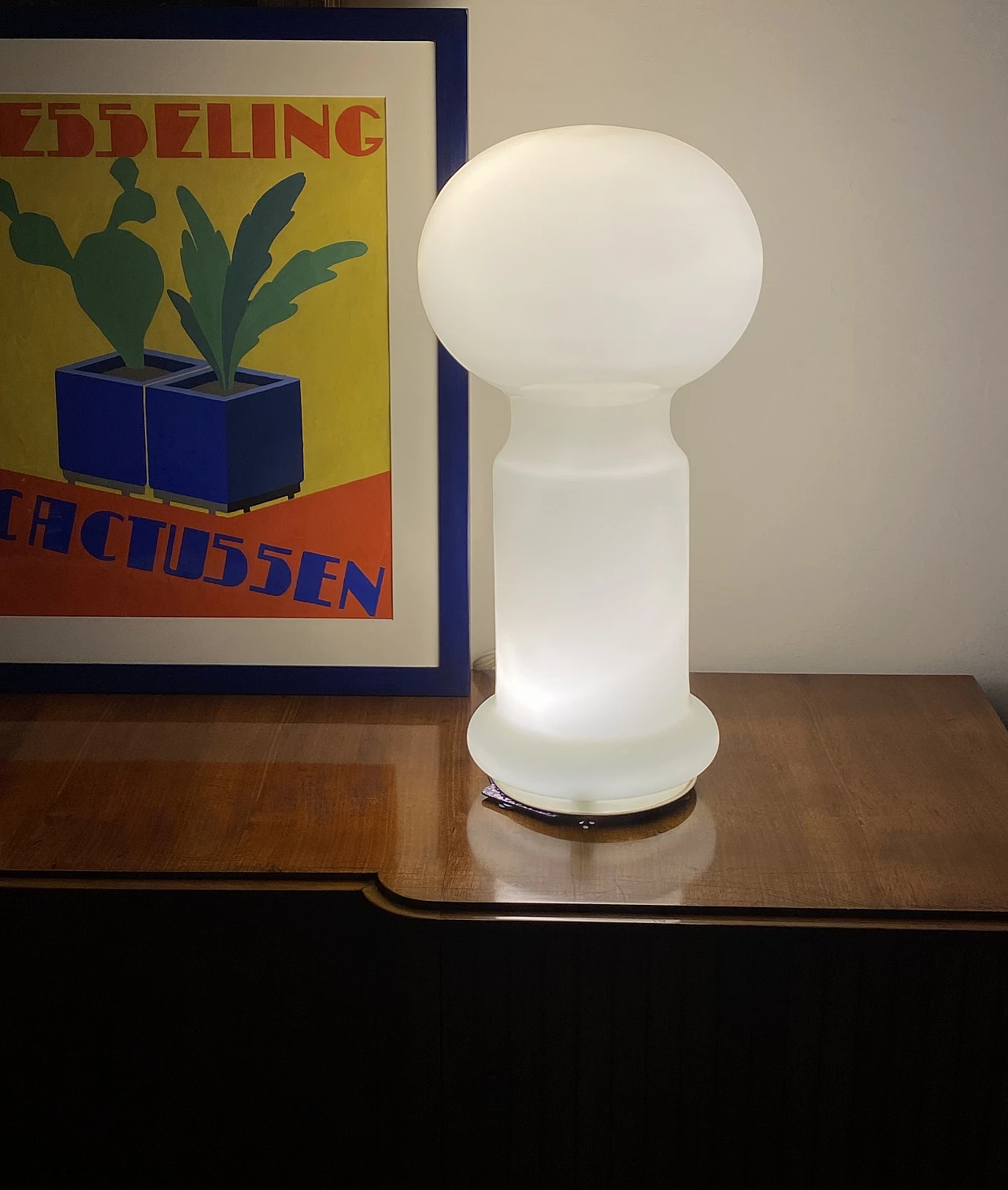 Murano glass table lamp in beige by Vistosi, 1960s 21