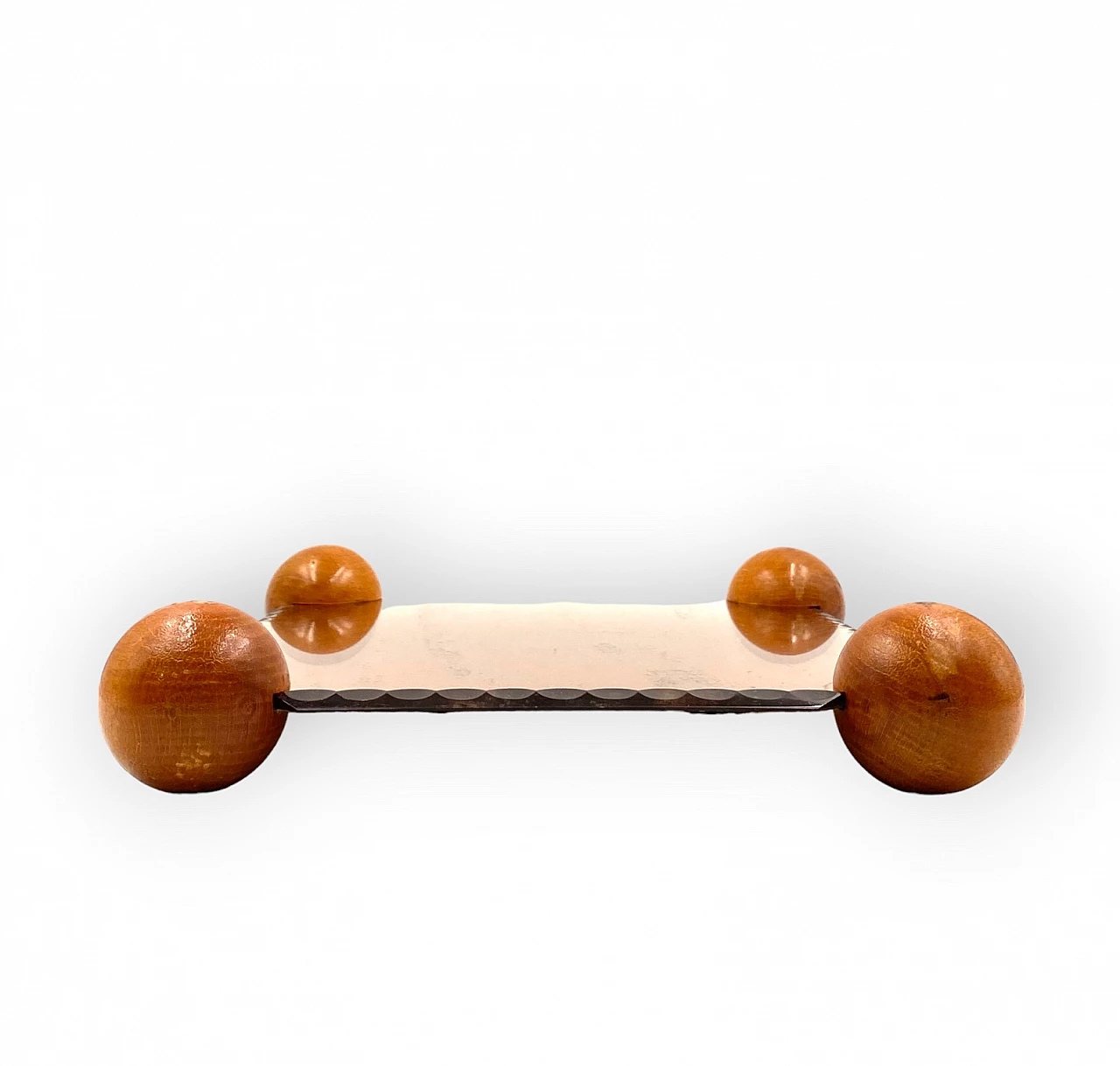 Pink mirrored tray with wooden spheres at the corners, 1950s 19