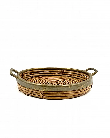 Brass and wicker centerpiece in the style of G. Crespi, 1970s