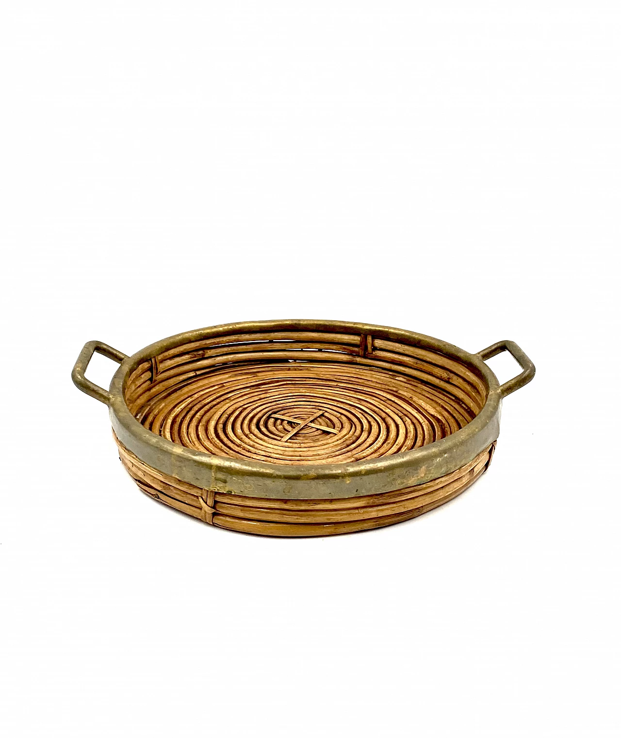 Brass and wicker centerpiece in the style of G. Crespi, 1970s 5