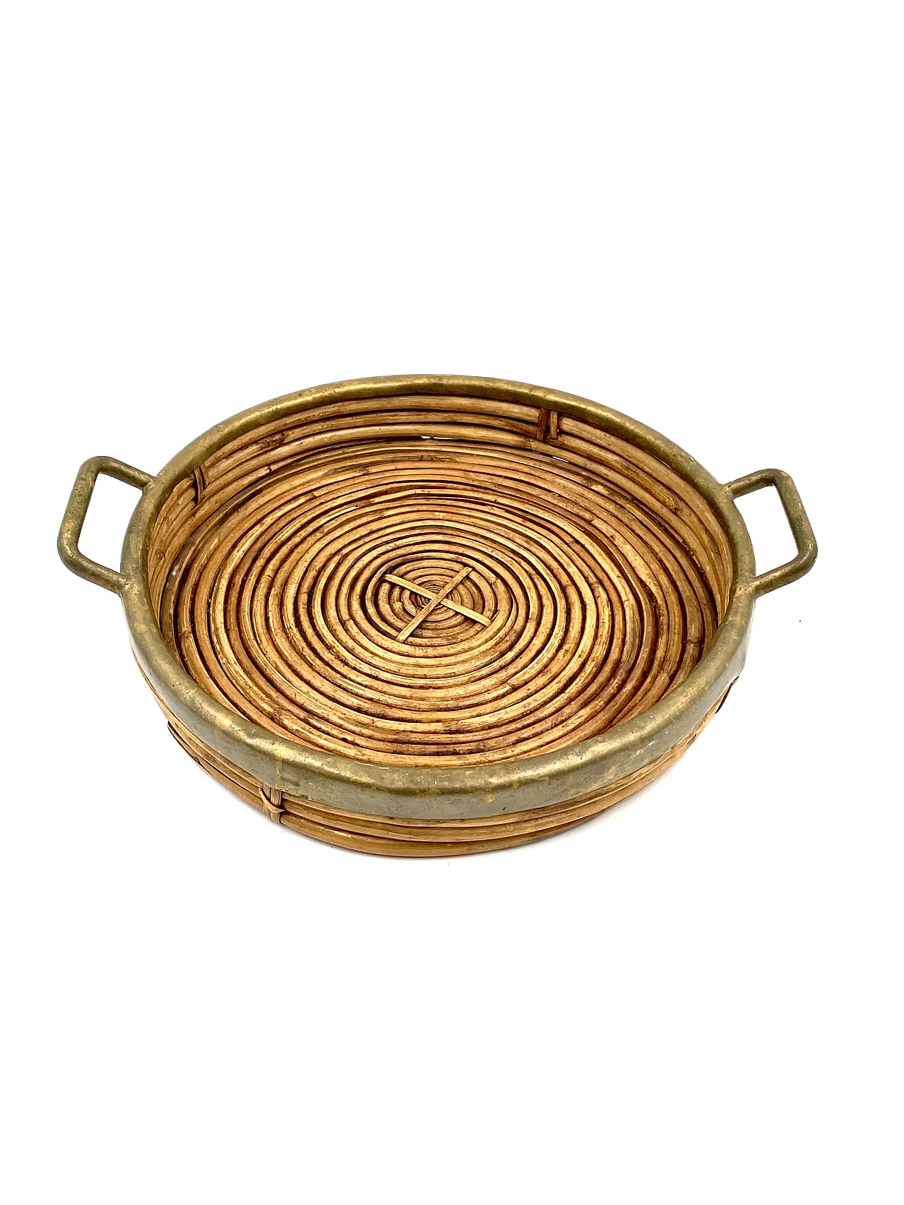 Brass and wicker centerpiece in the style of G. Crespi, 1970s 6