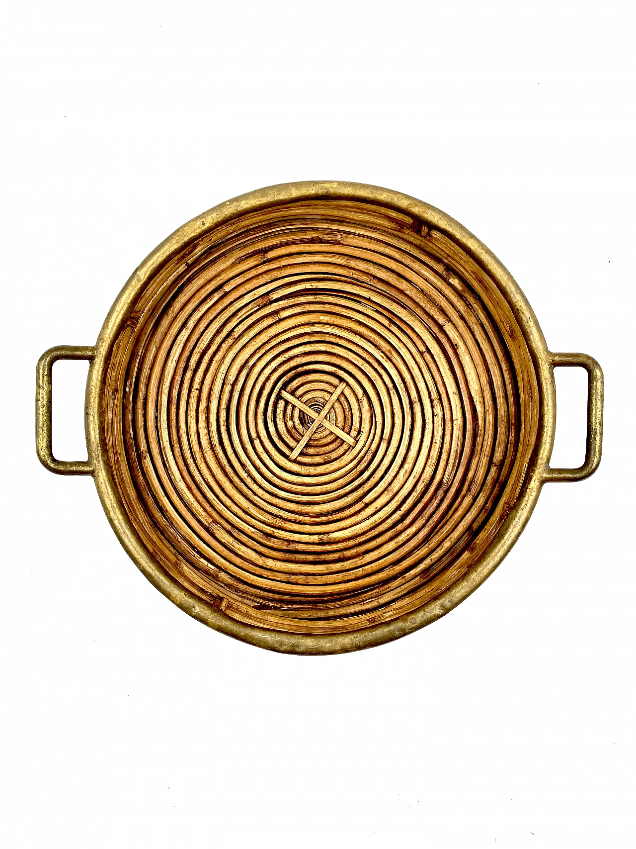 Brass and wicker centerpiece in the style of G. Crespi, 1970s 9