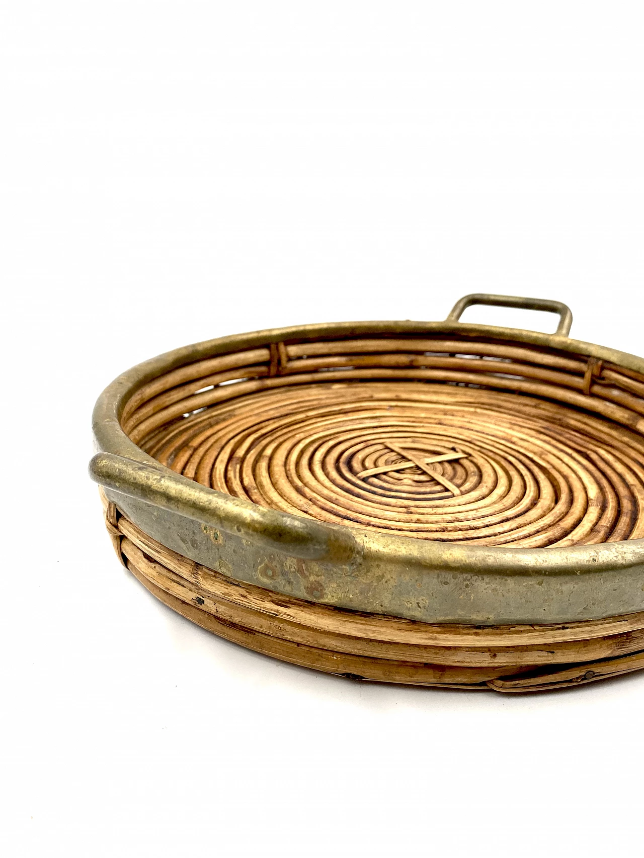 Brass and wicker centerpiece in the style of G. Crespi, 1970s 10