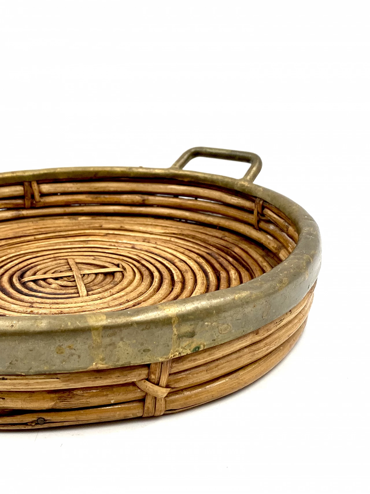 Brass and wicker centerpiece in the style of G. Crespi, 1970s 12