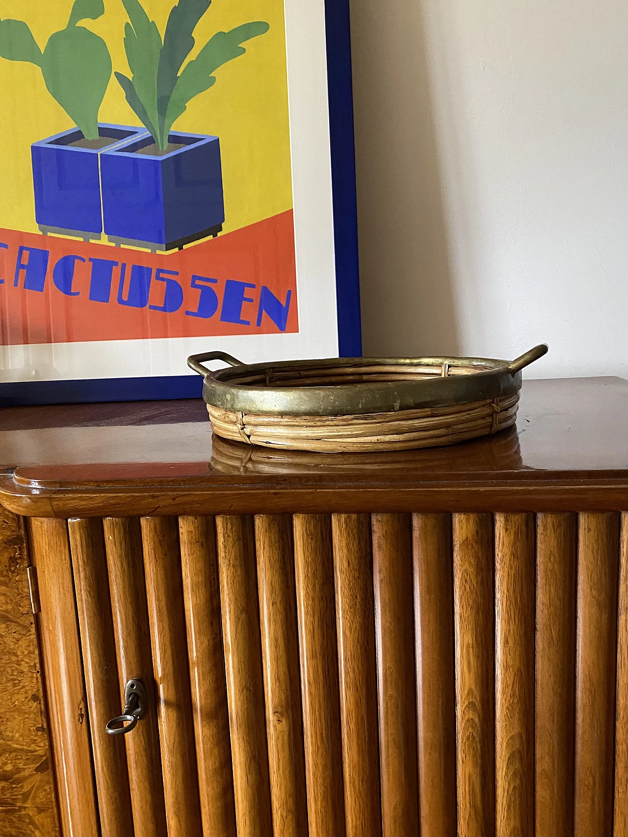 Brass and wicker centerpiece in the style of G. Crespi, 1970s 15