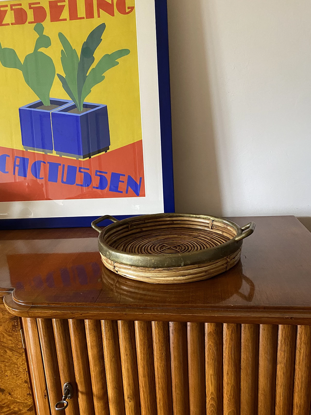 Brass and wicker centerpiece in the style of G. Crespi, 1970s 16