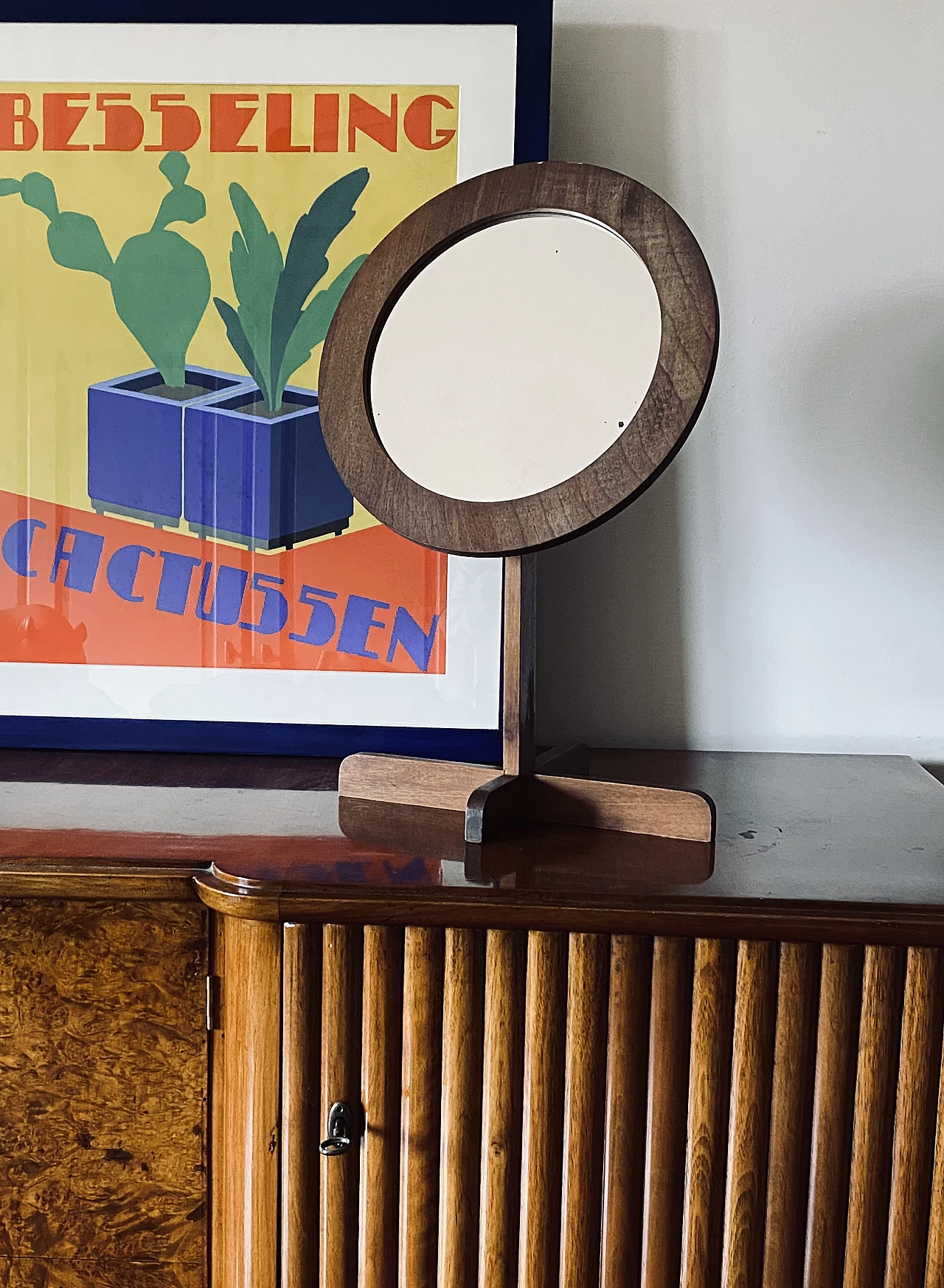 Specchio da tavolo in legno, anni '60 27