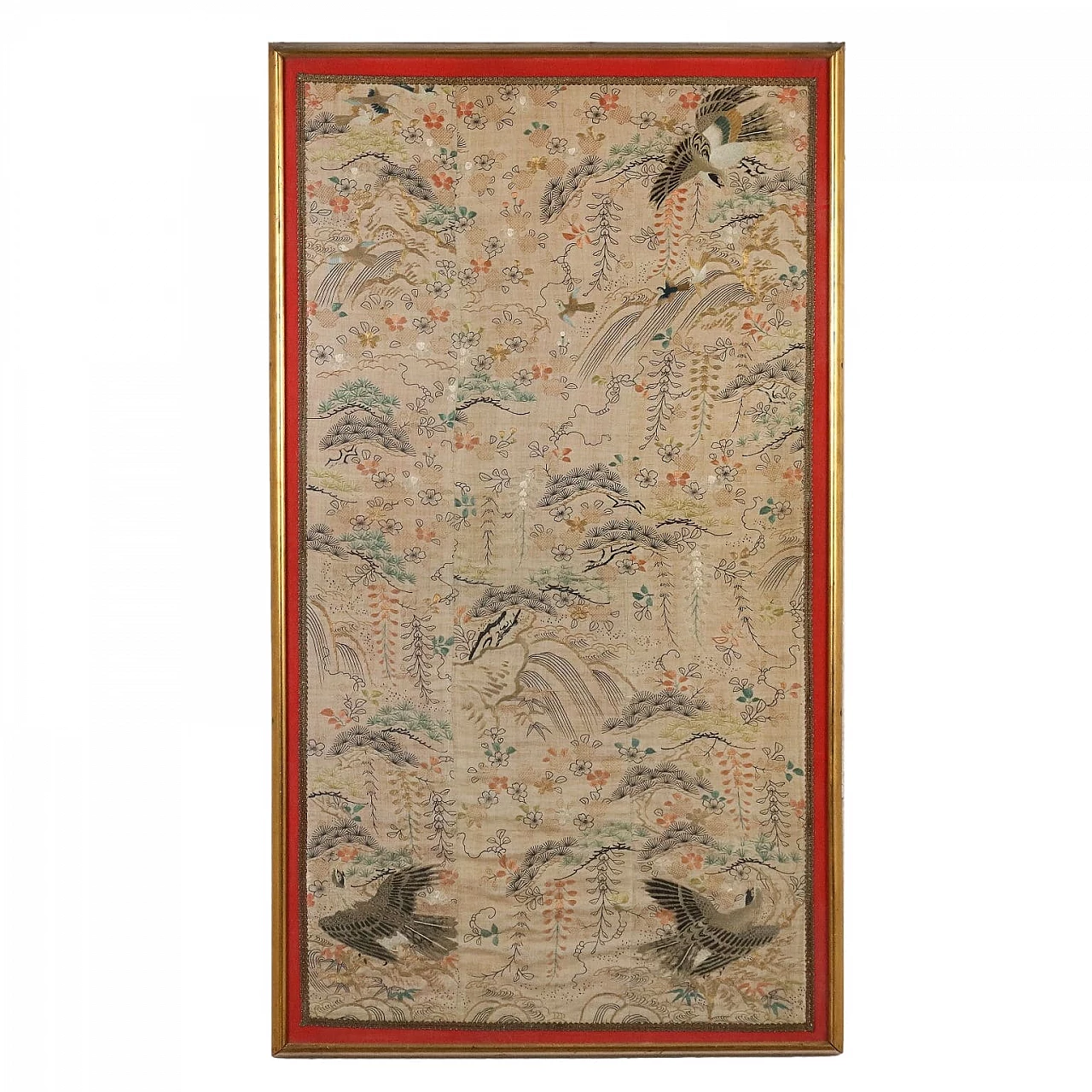 Naturalistic subject, embroidery panel, late 19th century 1