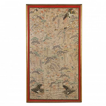 Naturalistic subject, embroidery panel, late 19th century
