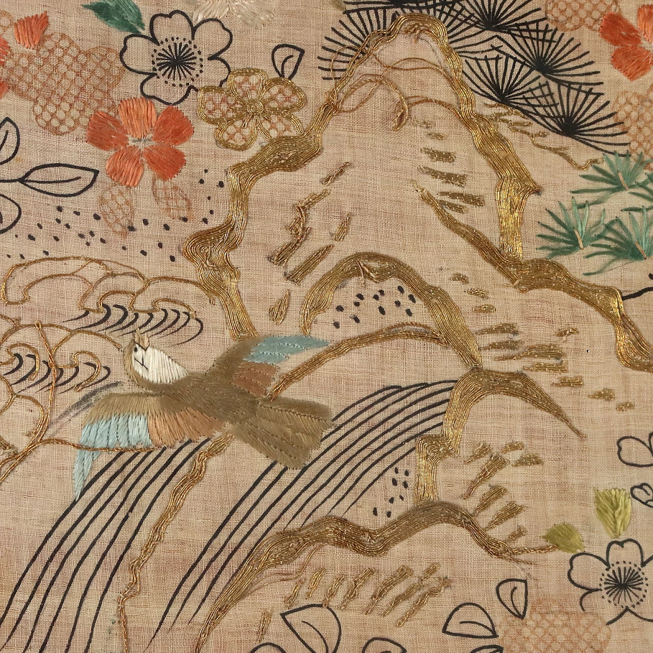 Naturalistic subject, embroidery panel, late 19th century 6
