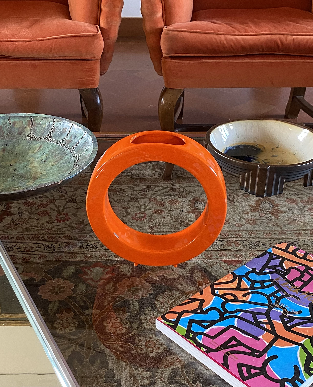 Vaso in ceramica arancione di Gabbianelli Italia, anni '70 12