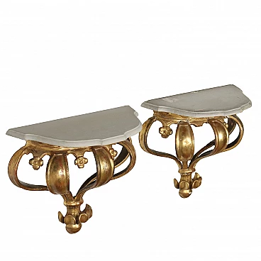 Pair of lacquered shelf consoles, second half 19th century