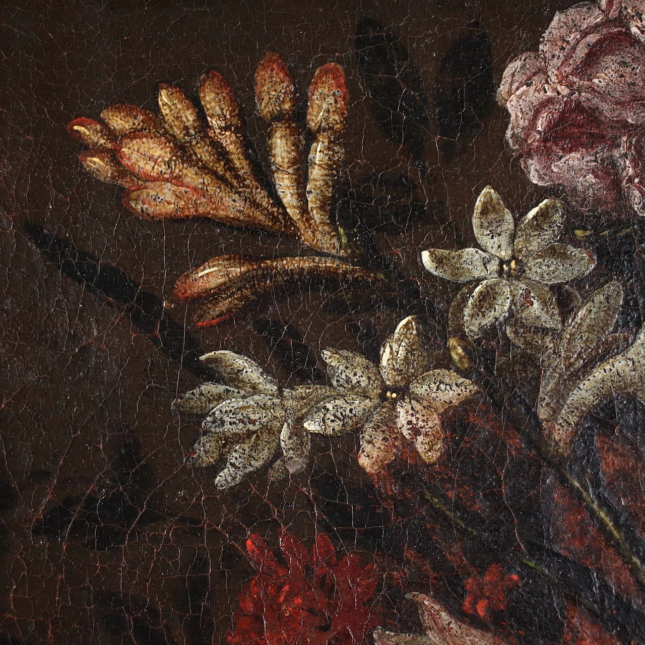 Natura morta con fiori e frutta, olio su tela, '600 6