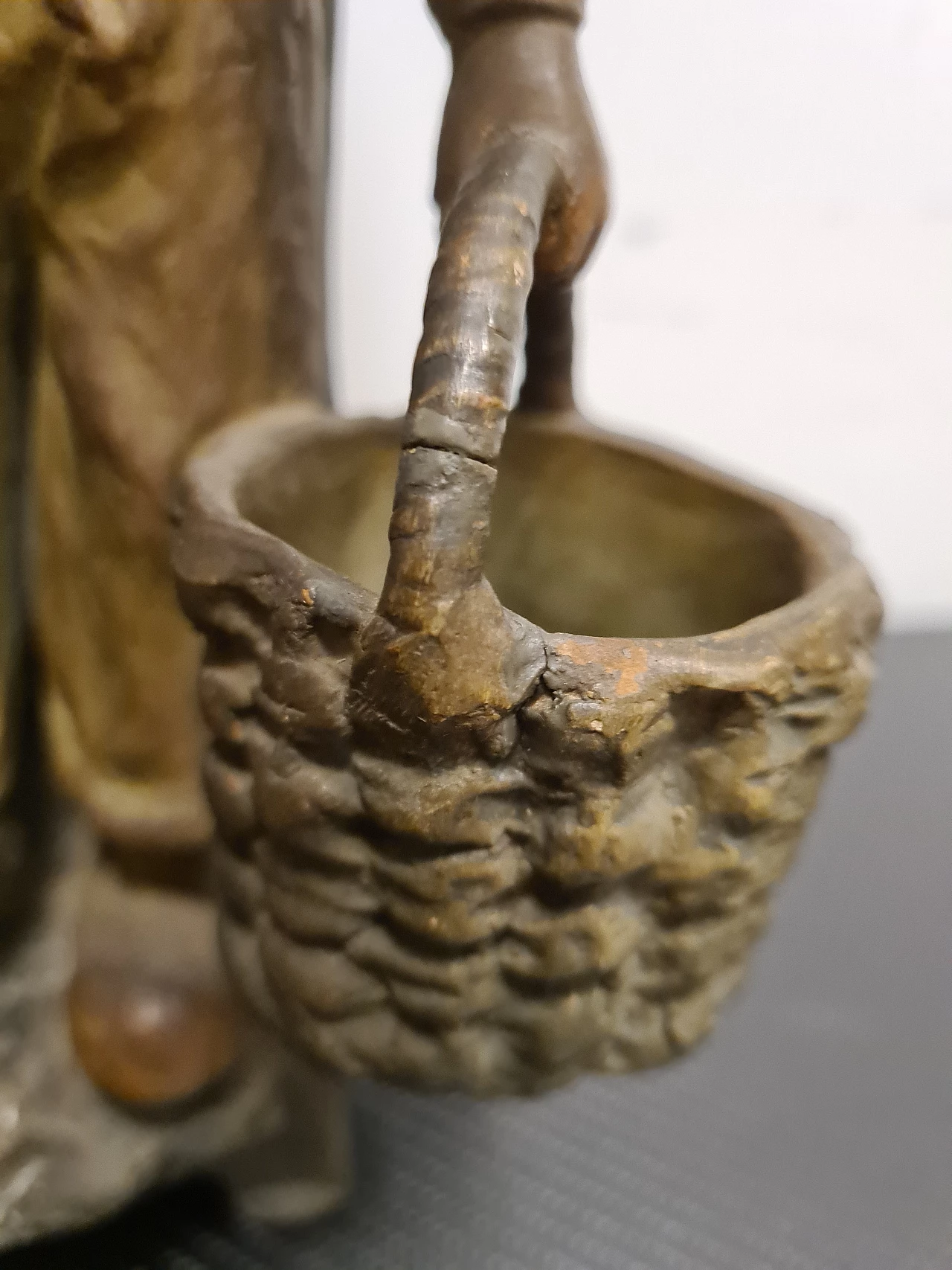 Painted terracotta vase with farmer sculpture, 1920s 9