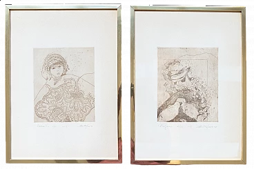 Adolescente - Enigma, coppia di disegni a inchiostro, anni '80