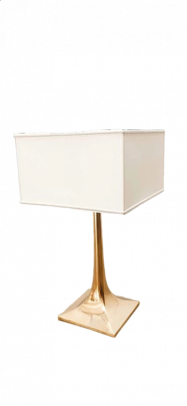 Lampada da tavolo quadrata in ottone, anni '80