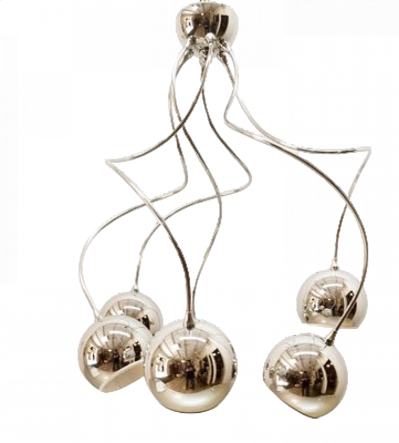 Adjustable chandelier with chrome spheres, 1970s 14