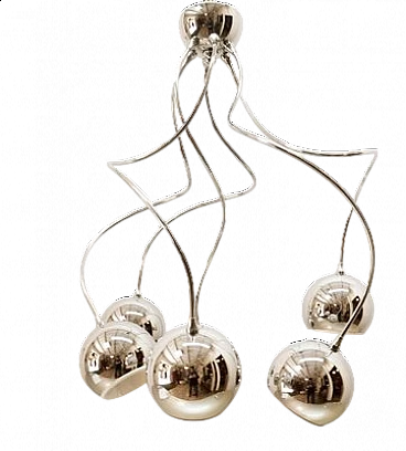 Adjustable chandelier with chrome spheres, 1970s