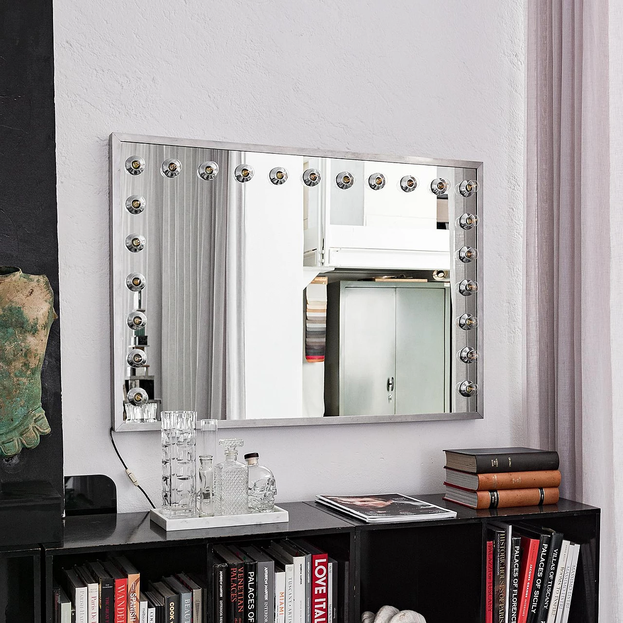 Aluminum dressing table mirror with lights, 1970s 3
