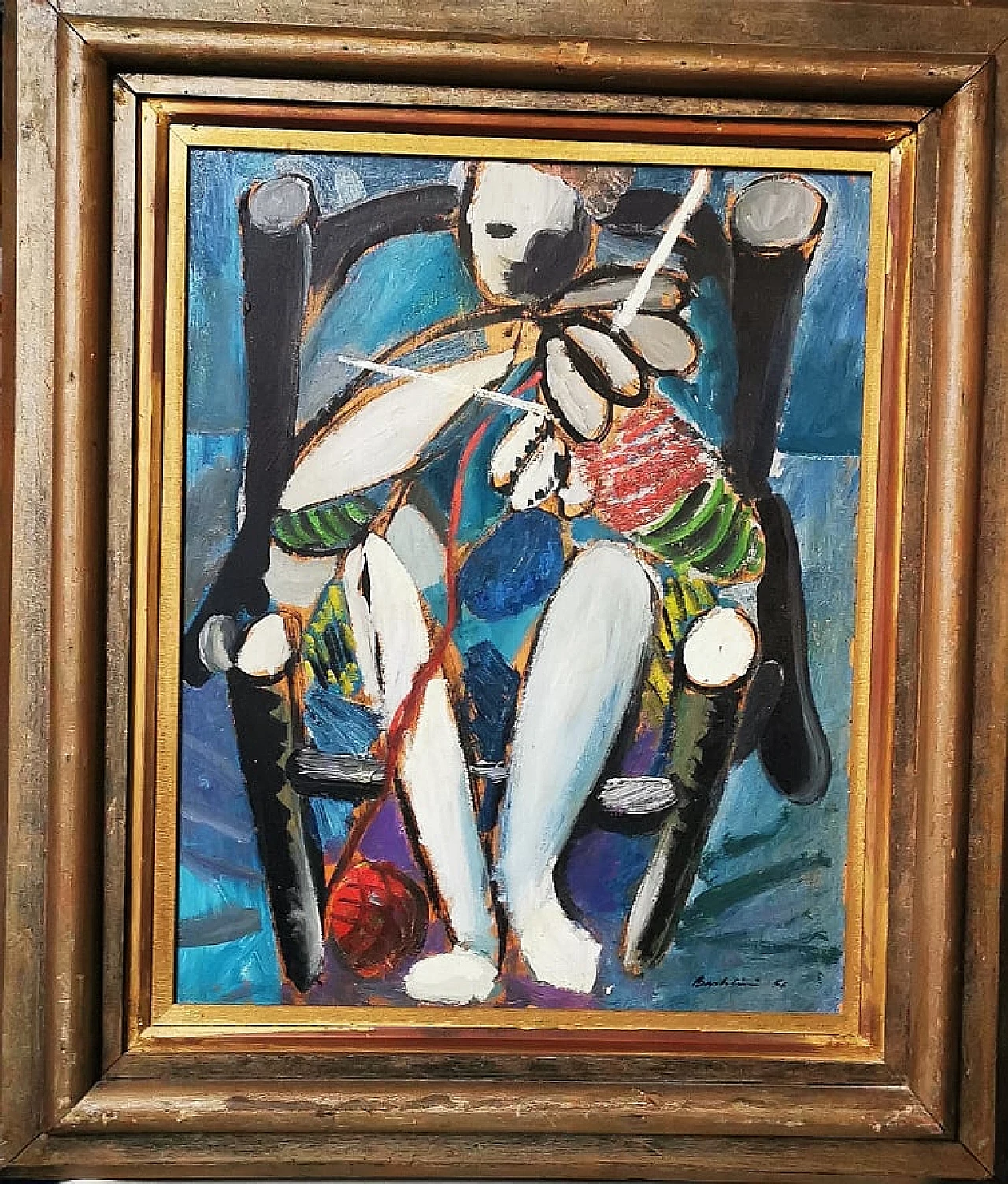 Bartolini, woman knitting, oil painting on panel, 1956 5