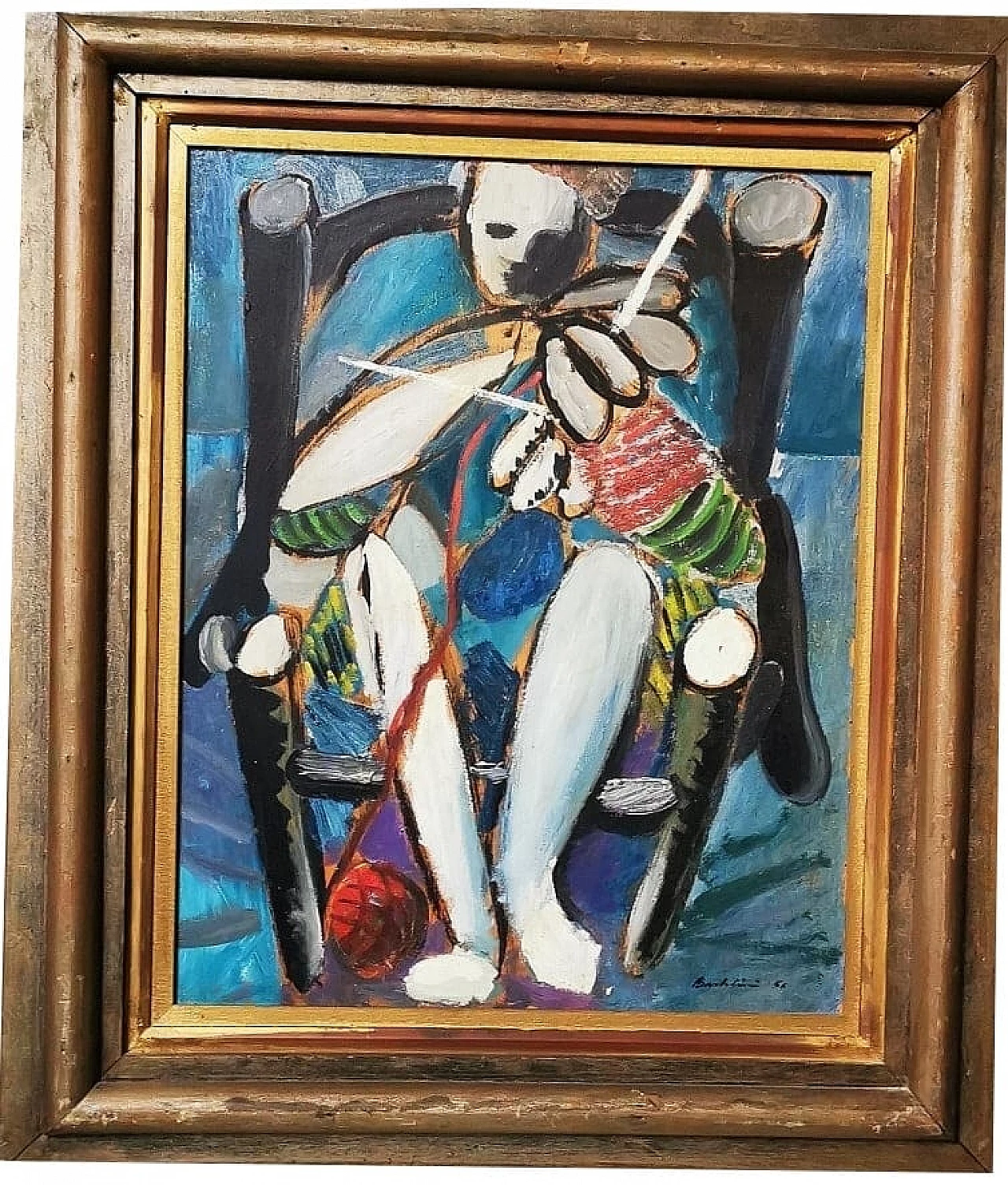 Bartolini, woman knitting, oil painting on panel, 1956 6