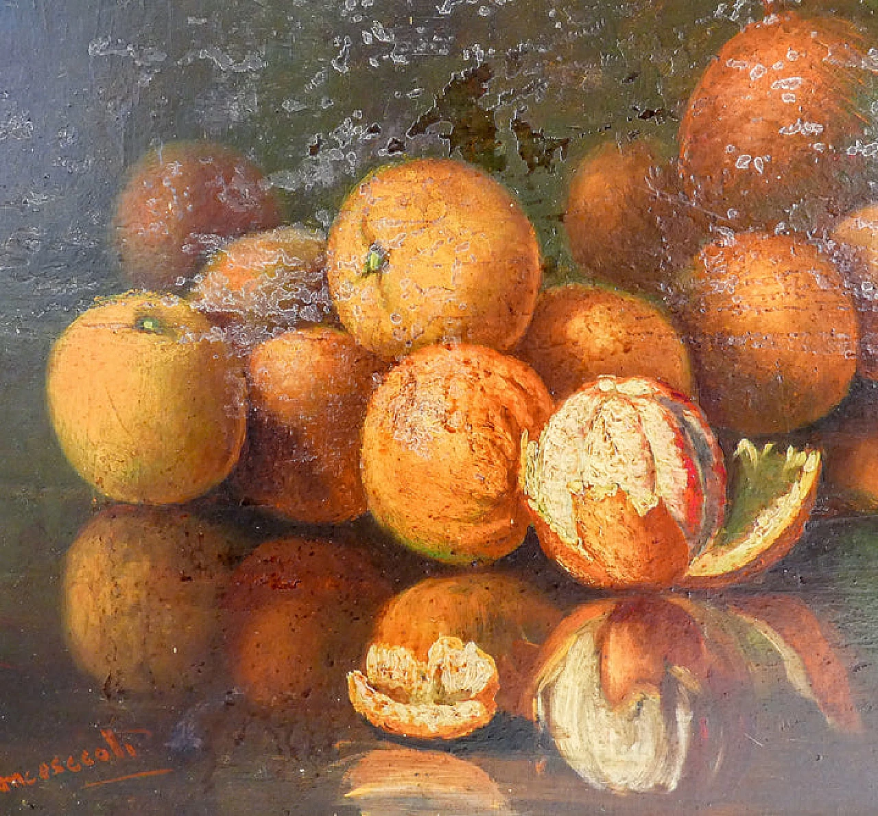 Still life with oranges, oil painting on masonite 3