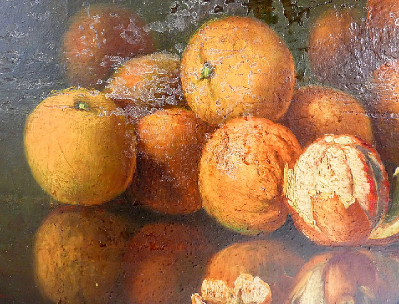 Natura morta con arance, dipinto a olio su masonite 4