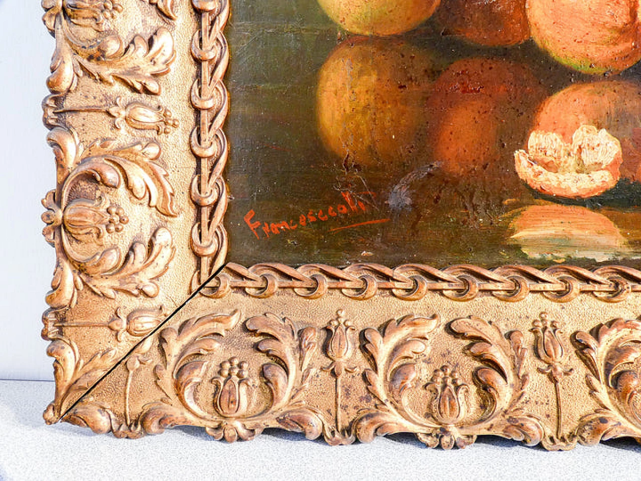 Natura morta con arance, dipinto a olio su masonite 6