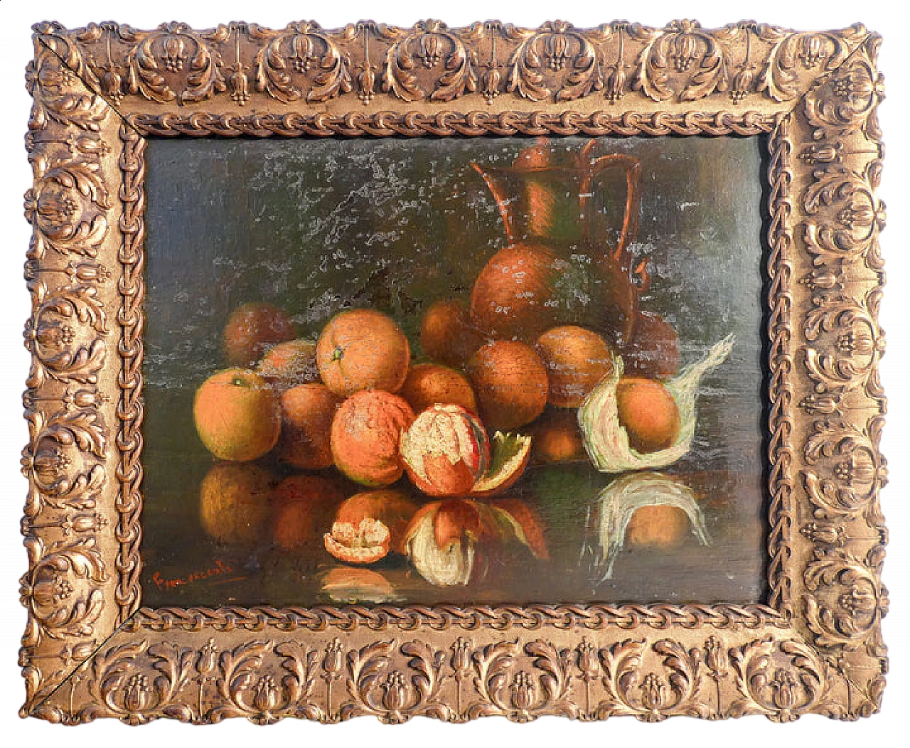 Still life with oranges, oil painting on masonite 8