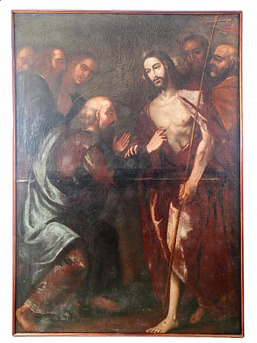 Incredulità di Tommaso, dipinto a olio su tela, '600