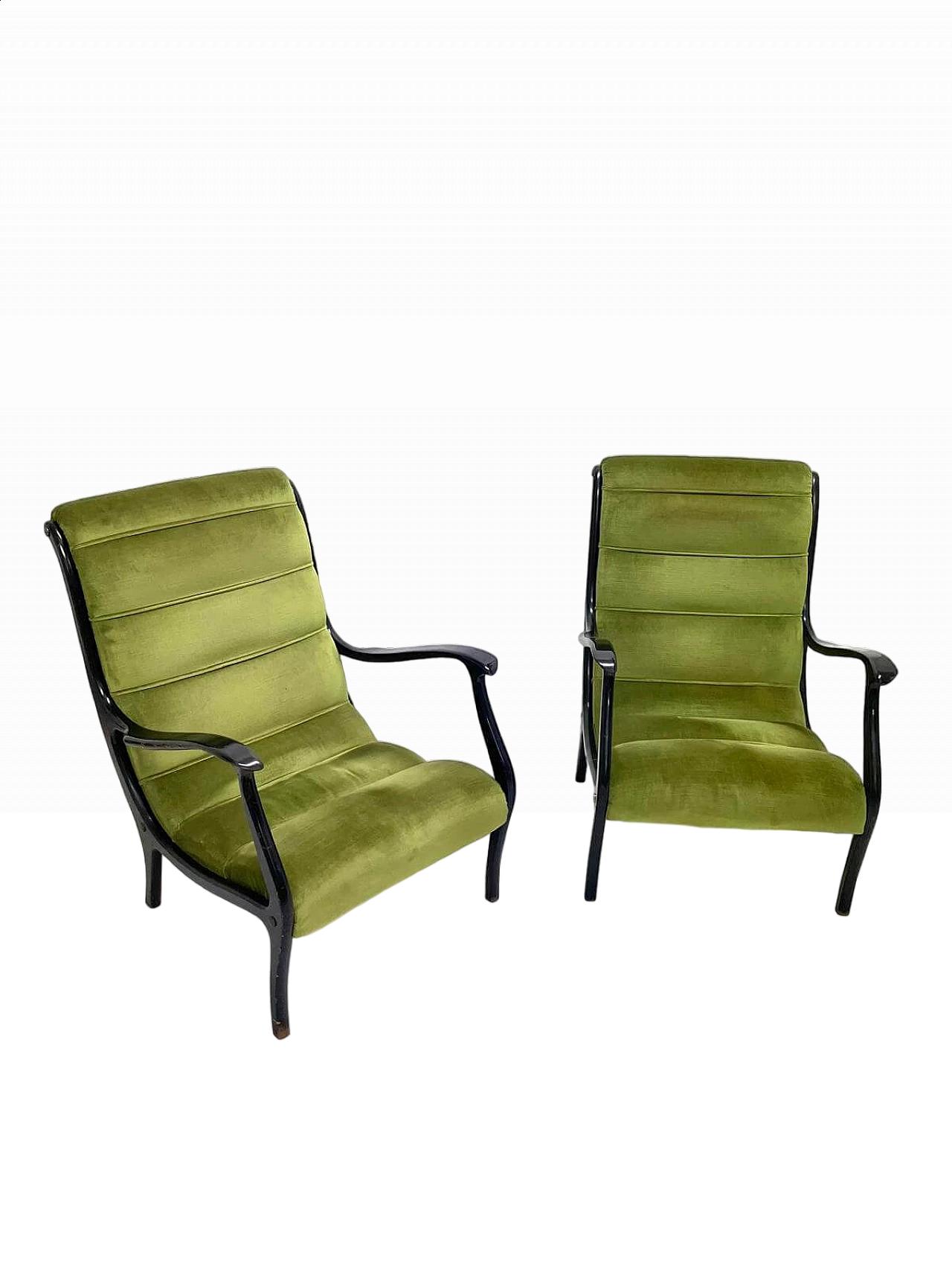 Pair of armchair with ribbed backrest by Ezio Longhi for Elam, 1960 5