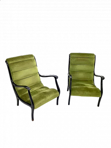 Pair of armchair with ribbed backrest by Ezio Longhi for Elam, 1960