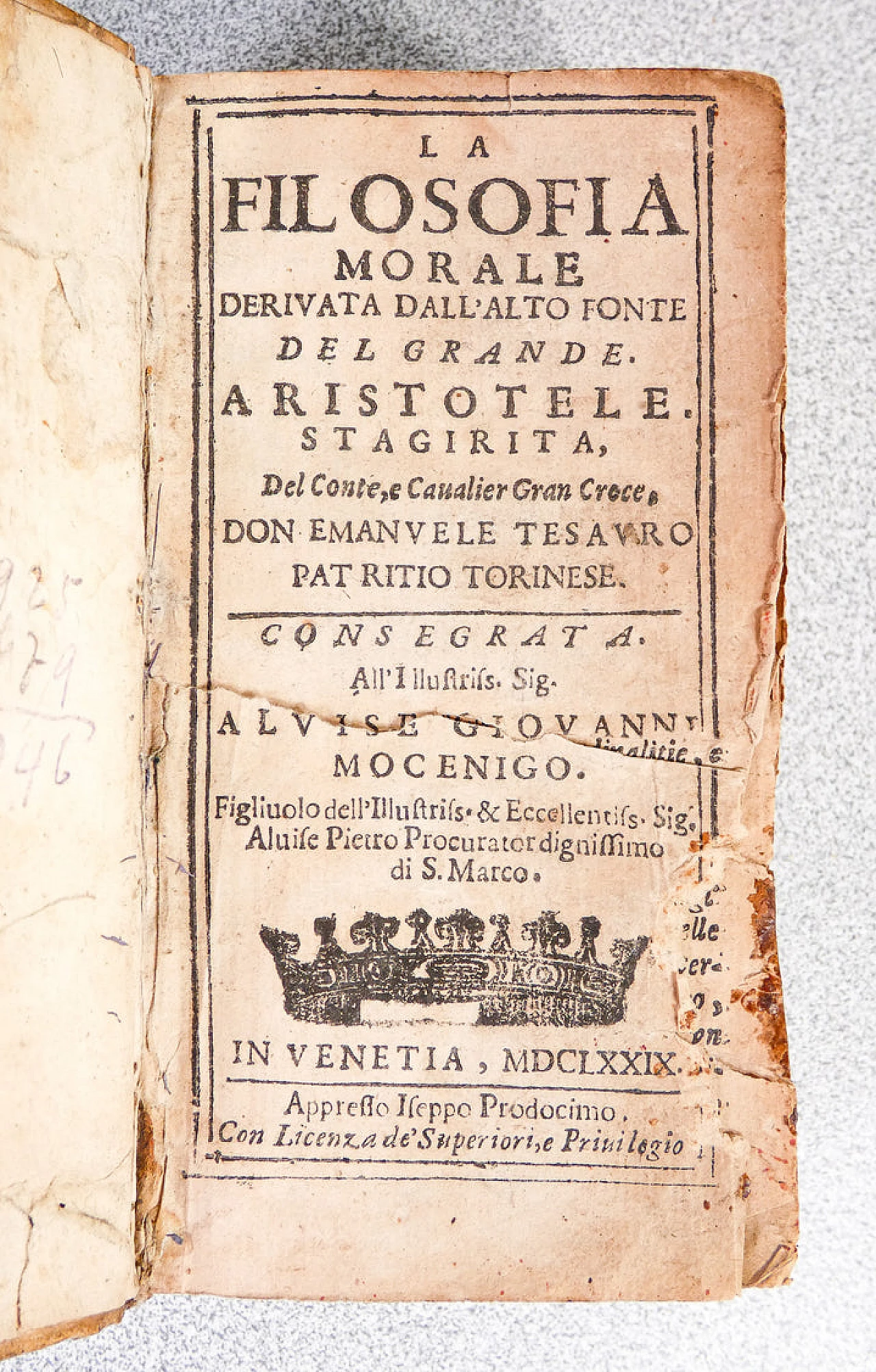 Volume La Filosofia Morale di Emanuele Tesauro, 1679 1