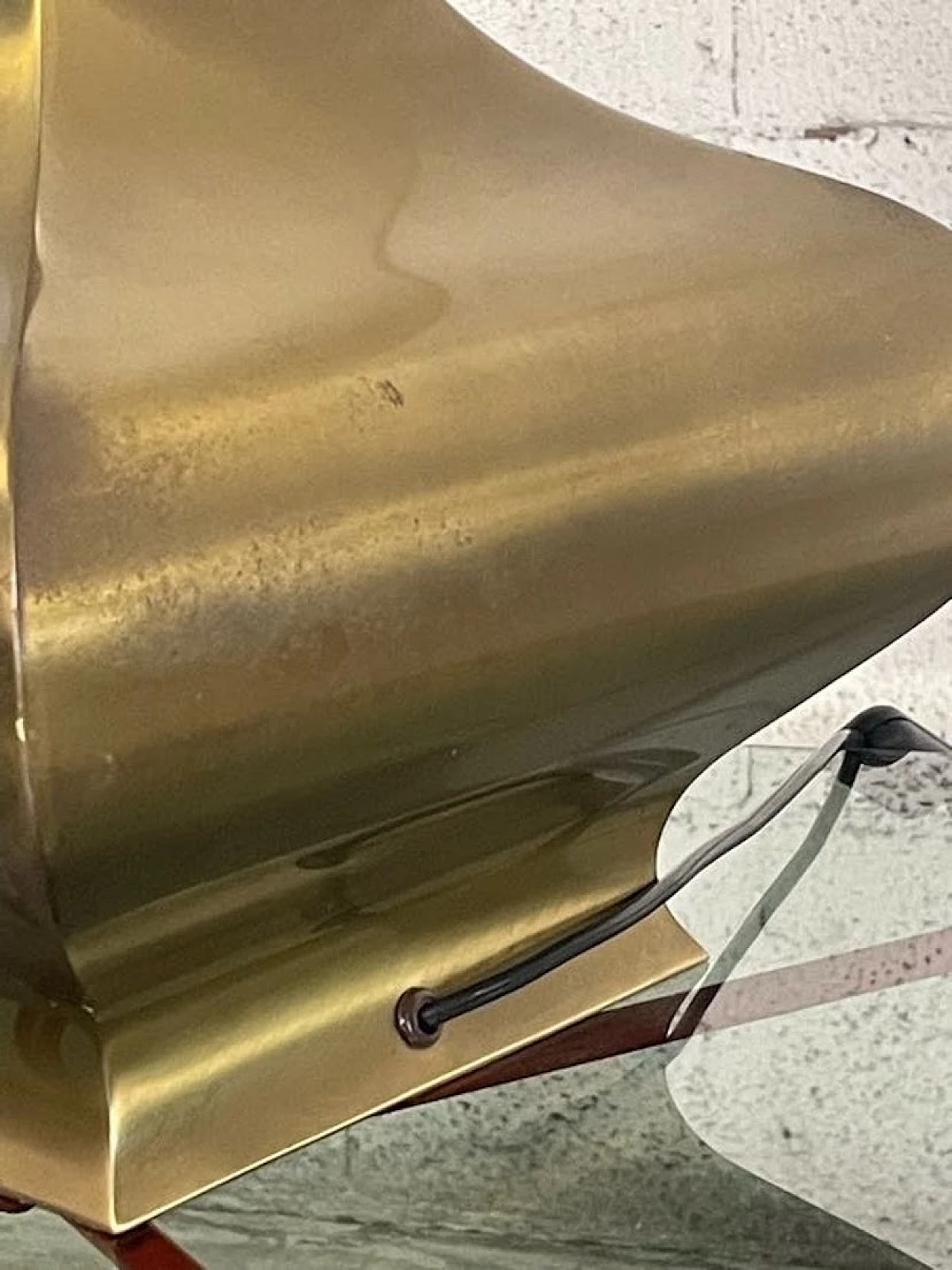 Brass table lamp with fabric lampshade, 1970s 2